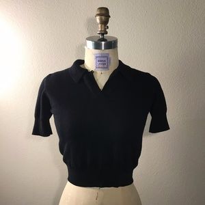 Barney's New York Short Sleeve Collared Sweater XS